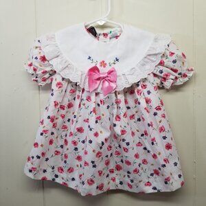 Mayfair‎ 18m Floral Lace Dress Bow Pageant Big Collar Embroidered Summer Party